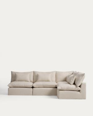 Anarela 6-seater modular corner sofa with removable covers in beige linen and viscose 327 x 217cm FSC Mix Credit