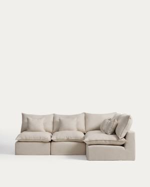Anarela 4-seater modular corner sofa with removable covers in beige linen and viscose 287 x 197cm FSC Mix Credit