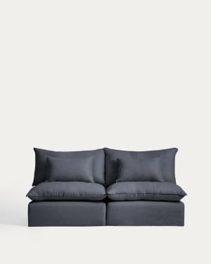 Anarela dark grey linen and viscose 3-seater modular sofa with removable cover 220cm FSC Mix Credit