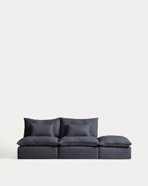 Anarela dark grey linen and viscose 3-seater modular sofa with end module and removable cover 310cm FSC Mix Credit