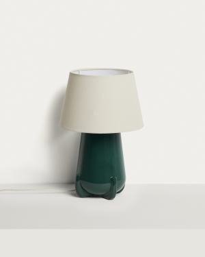 Lampada da tavolo Odra in ceramica verde con finitura lucida