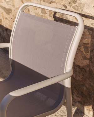 Sedia impilabile da esterno Luri in alluminio écru e texteline beige