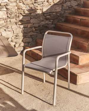 Luri stackable chair in ecru aluminium and beige texteline