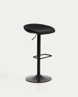 Danua stool in black chenille and matte black steel 81-102cm FSC 100%