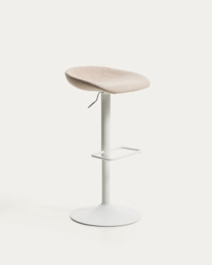 Danua stool in beige chenille and matte black steel 81-102cm FSC 100%