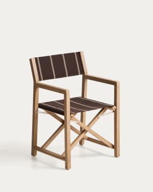 Vilara brown and beige striped outdoor folding chair made of FSC 100% solid acacia wood