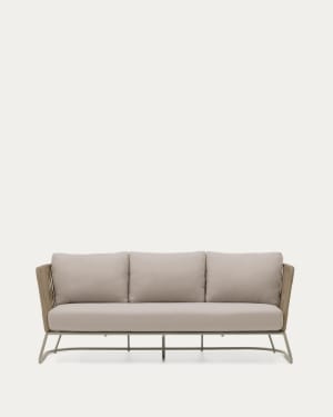 Saconca outdoor 3-seater sofa in rope cord and beige galvanised steel 189 cm