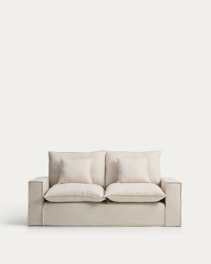 2-Sitzer-Sofa Anarela mit abnehmbarem Bezug aus Leinen und Viskose in Beige, 220 cm, FSC Mix Credit