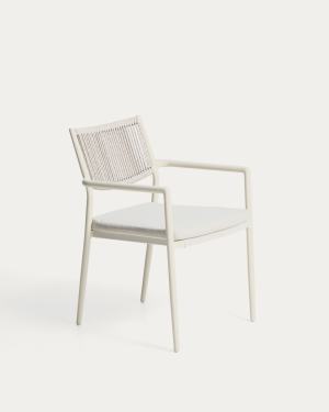 Argasi chair in ecru aluminium and grey synthetic rope cord