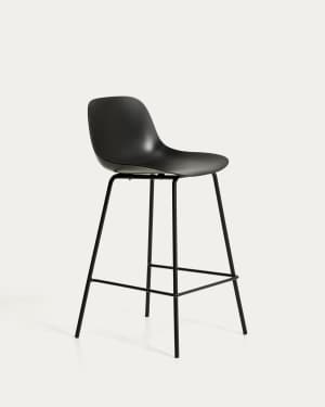 Altea black stool with black finish steel legs 65cm