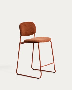 Meli stackable stool in terracotta chenille with terracotta metal legs FSC Mix Credit 65cm