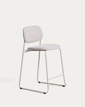 Meli stackable stool in beige chenille with beige metal legs FSC Mix Credit 65cm