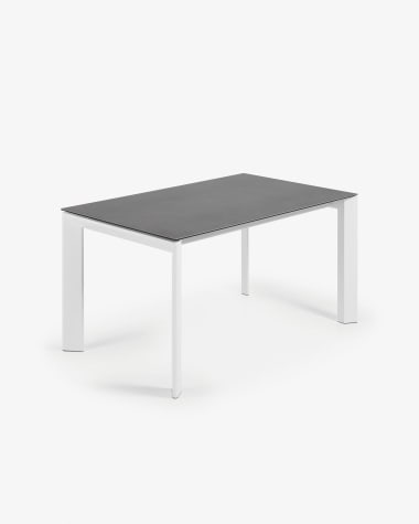 Axis Ausziehtisch Feinsteinzeug Vulcano Roca Finish Beine in Weiß 140 (200) cm