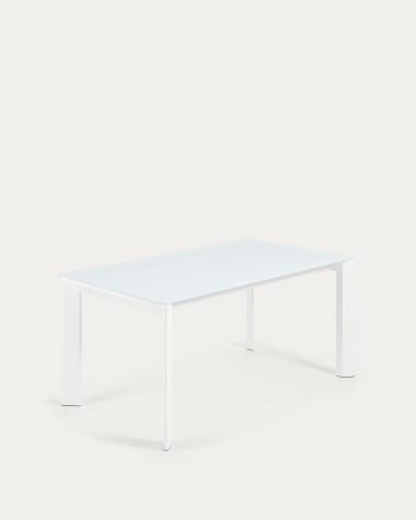 Axis Ausziehtisch aus Glas weiß und Stahlbeine mit weißem Finish 160 (220) cm