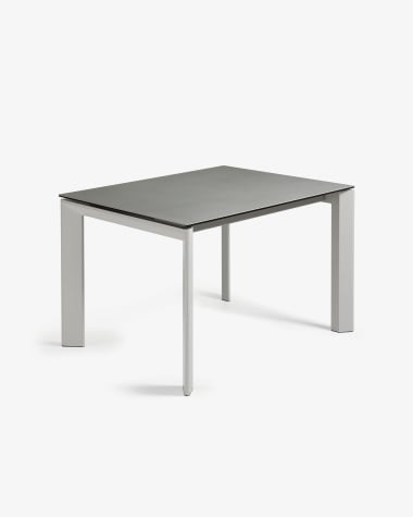 Axis Ausziehtisch Feinsteinzeug mit Hydra Plomo Finish und Stahlbeine grau 120 (180) cm