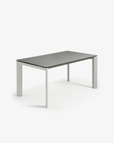 Axis Ausziehtisch Feinsteinzeug mit Hydra Plomo Finish Beine in Grau 160 (220) cm
