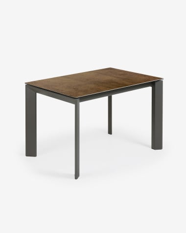 Axis Ausziehtisch Feinsteinzeug Iron Corten Finish und Beine in Dunkelgrau 120 (180) cm