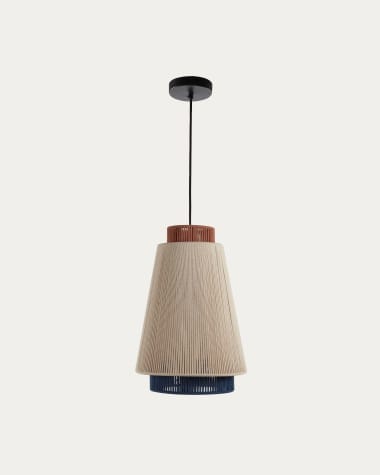 Deckenleuchte Yuvia aus Baumwolle mit Finish in Beige, Blau und Terrakotta