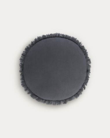 Κάλυμμα μαξιλαριού Clarice σε βαμβάκι και λινό, σκούρο γκρι, Ø 45 εκ