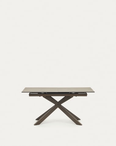 Atminda extendable table, porcelain and steel legs with a grey finish, 160 (210) x 90 cm