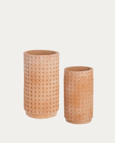 Celi Set aus 2 Übertöpfen aus Terrakotta Ø 34 cm / Ø 25 cm