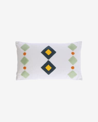 Itri 100% cotton multi-colour rhombus cushion cover white 30 x 50 cm