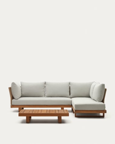 Raco Set aus 5-Sitzer-Ecksofa und Couchtisch massives Akazienholz FSC 100%