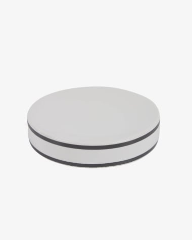 Arminda white ceramic soap dish with black detail