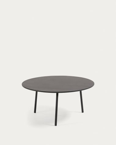 Mathis Couchtisch Zementfaser und Stahlbeine mit schwarzem Finish Ø 70 cm