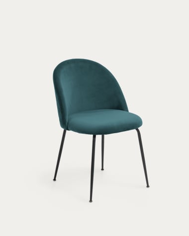 Ivonne velvet chair in turquoise and black metal