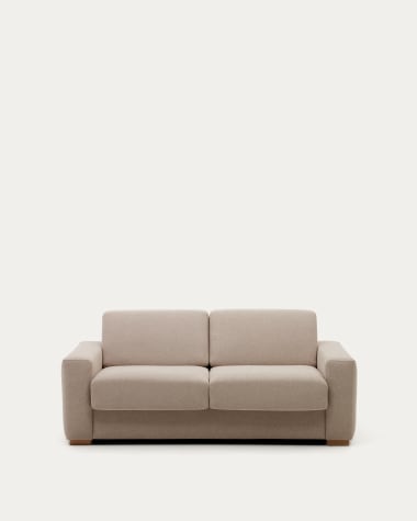 2-Sitzer-Bettsofa Anley in Beige mit Beinen aus massivem Buchenholz, 204 cm, FSC Mix Credit