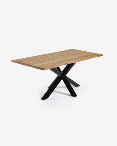 Argo oak veneer table with natural finish and steel legs with black finish 160 x 90 cm