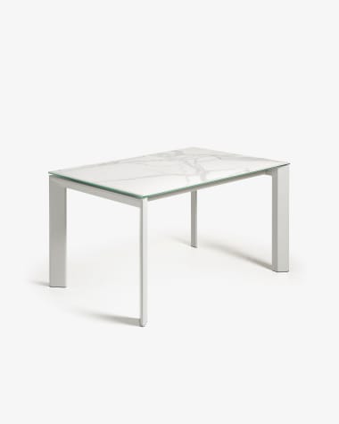 Axis Ausziehtisch Feinsteinzeug mit Kalos Blanco Finish Beine in Grau 140 (200) cm