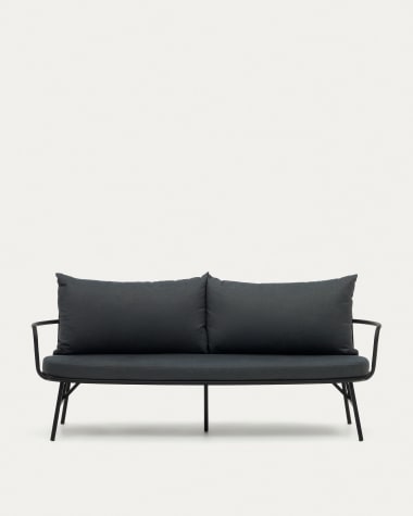 Bramant steel 2 seater sofa with black finish, 175.5 cm