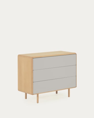 Anielle solid and ash veneer chest of three drawers 99 x 78.5 cm