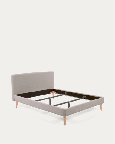 Dyla Bett in hellgrauem Bouclé für Matratze von 160 x 200 cm