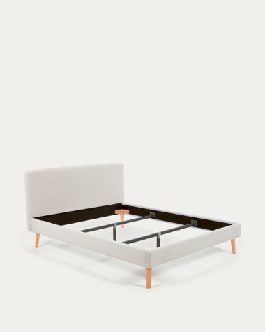 Dyla Bett in weißem Bouclé für Matratze von 160 x 200 cm