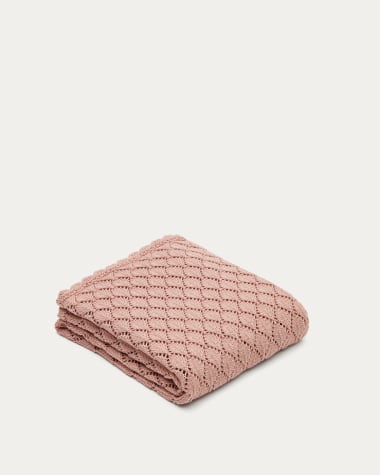 Coperta Ria in maglia rosa 70 x 100 cm