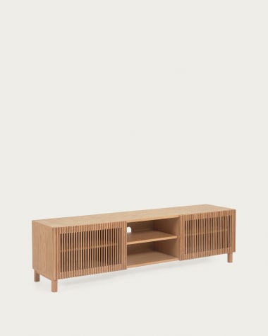Beyla 2-door TV stand in solid oak wood and oak veneer 180 x 49.5cm FSC 100%