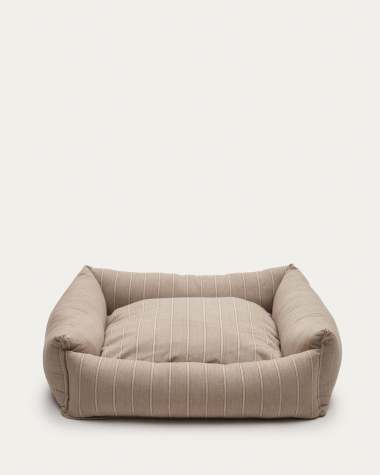 Μεγάλο κρεβάτι για κατοικίδια Toby, ριγέ και καφέ γούνα 75 x 75 εκ