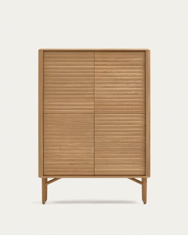 Lenon tall console with 4 oak wood doors and an oak veneer, 104.5 x 144 cm FSC MIX Credit