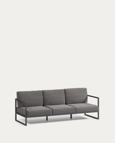 Comova 3-Sitzer-Sofa 100% outdoor dunkelgrau und aus schwarzem Aluminium 222 cm