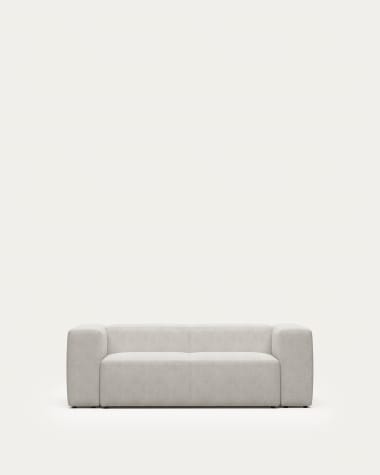 Blok 2 seater sofa in white fleece, 210 cm FSC Mix Credit FR