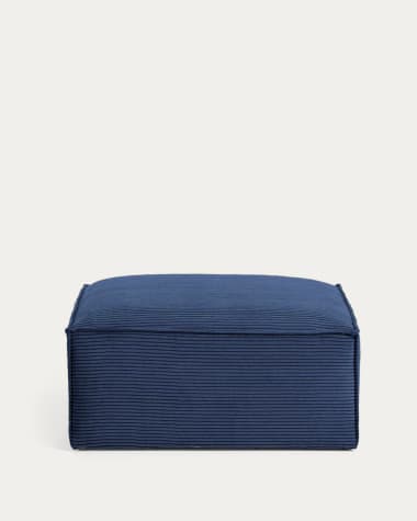 Blok pouffe in blue corduroy, 90 x 70 cm FSC Mix Credit FR