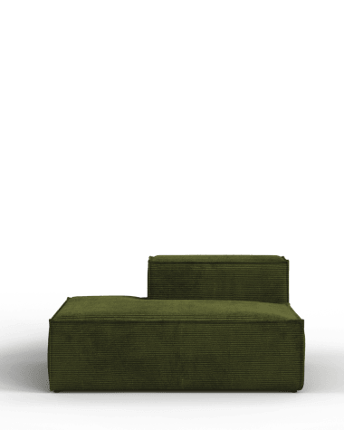 Terminale sinistro divano Blok con profondità 70 cm velluto a coste verde