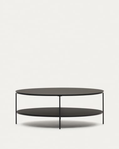 Fideia Couchtisch aus getempertem Glas und Metall mit Finish in Glänzend Schwarz Ø 110 cm