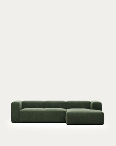 Blok 3 seater sofa with right side chaise longue in green, 300 cm FSC Mix Credit FR