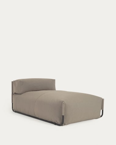 Square Pouf Modularsofa longue m. Rückenlehne 100% outdoor grün und Alu schwarz 165x101 cm