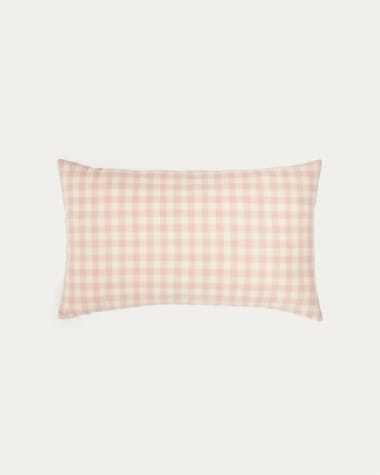 Yanil Kissenhülle 100% Baumwolle Karo in Rosa und Beige 30 x 50 cm