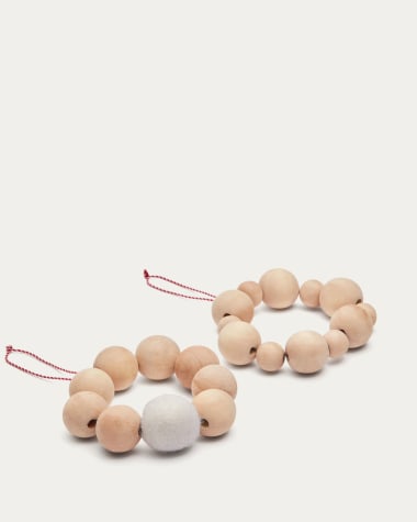 Set Suze di 2 ornamenti da appendere in feltro e legno